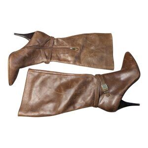 Vince Camuto Women's Calf Boots Pointed Toe Side Zip Leather Brown Size 7.5M